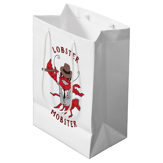Bolsa De Regalo Mediana Lobster Mobster 🦞 Funny Personalizado Gangster (Angulo Anverso)