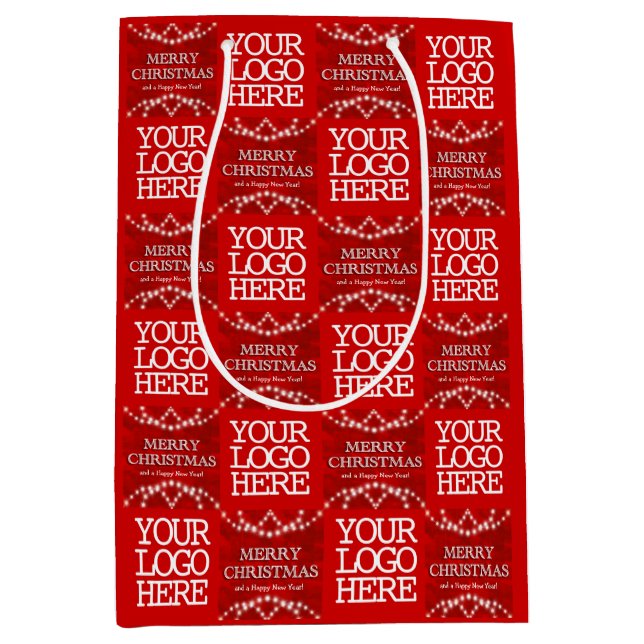 Bolsa De Regalo Mediana Logo De Negocios Feliz Navidad Y Feliz Año Nuevo (Anverso)