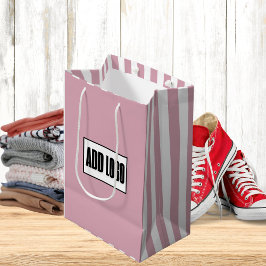 Bolsa De Regalo Mediana Logotipo comercial de bandas rosadas polvorientas 