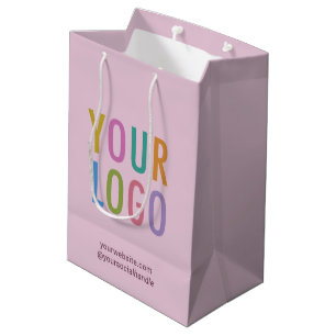 Bolsa De Regalo Mediana Logotipo comercial de Mauve Purple Paper Gift Bag 