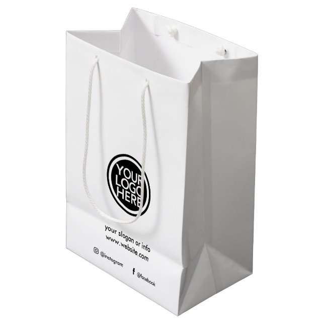 Bolsa De Regalo Mediana Logotipo Comercial Promocional Personalizado (Angulo Anverso)