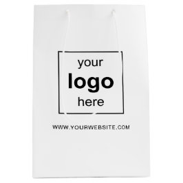 Bolsa De Regalo Mediana Logotipo comercial simple de Personalizado blanco