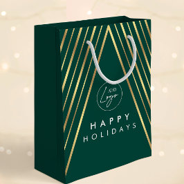 Bolsa De Regalo Mediana Logotipo Corporativo Árbol de Navidad Geométrico V