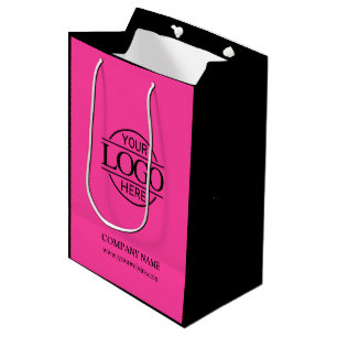 Bolsa De Regalo Mediana Logotipo corporativo de empresa rosa y negro