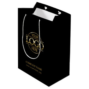 Bolsa De Regalo Mediana Logotipo corporativo minimalista de empresa negra