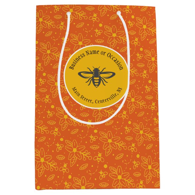 Bolsa De Regalo Mediana Logotipo de abeja melífera rojo (Anverso)
