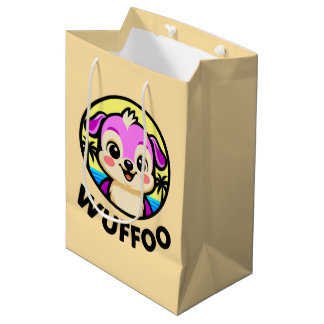 Bolsa De Regalo Mediana Logotipo de animación de cachorro kawaii lindo de 