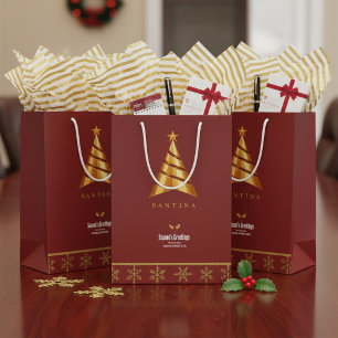 Bolsa De Regalo Mediana Logotipo de árbol para pequeña empresa en rojo y d