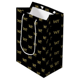 Bolsa De Regalo Mediana Logotipo de iniciales personalizadas en oro negro