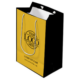 Bolsa De Regalo Mediana Logotipo de negocio de la empresa amarilla y negra