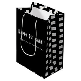 Bolsa De Regalo Mediana Logotipo de negocio Feliz retiro Negro y Blanco