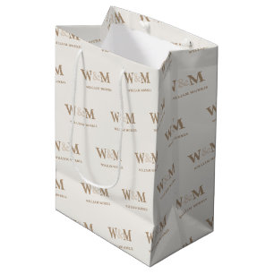 Bolsa De Regalo Mediana Logotipo de negocio marrón camello Tierra Cálida M