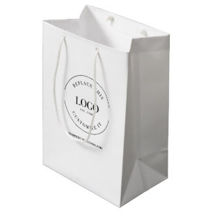 Bolsa De Regalo Mediana Logotipo de negocio personalizado y sitio web blan