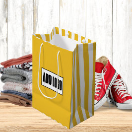Bolsa De Regalo Mediana Logotipo de negocios de las franjas amarillas Mini