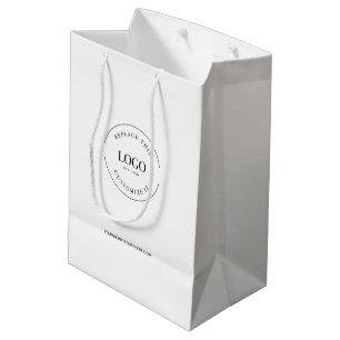 Bolsa De Regalo Mediana Logotipo de personalizado Business y blanco del si