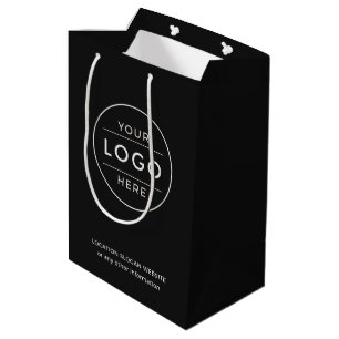 Bolsa De Regalo Mediana Logotipo Empresarial Personalizado Moderno Marfil 