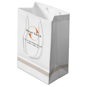 Bolsa De Regalo Mediana Logotipo en blanco y blanco, Black Text Company Bu