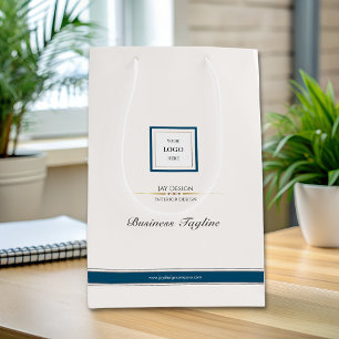 Bolsa De Regalo Mediana Logotipo moderno de negocios Minimalista Blue Corp