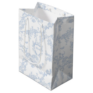 Bolsa De Regalo Mediana Logotipo Personalizar Monograma Chinoiserie Toile