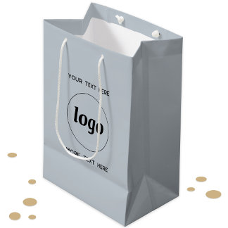 Bolsa De Regalo Mediana Logotipo simple con azul comercial de texto