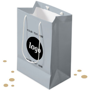 Bolsa De Regalo Mediana Logotipo simple con azul comercial de texto