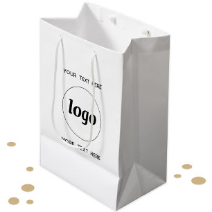 Bolsa De Regalo Mediana Logotipo simple con marca comercial de texto