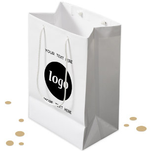 Bolsa De Regalo Mediana Logotipo simple con marca comercial de texto