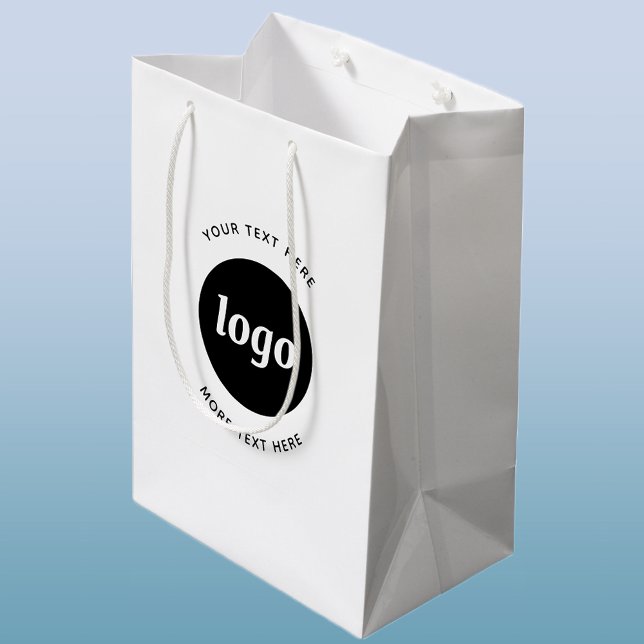 Bolsa De Regalo Mediana Logotipo simple con negocio de texto (Logo with text business promotional gift or packaging bag)