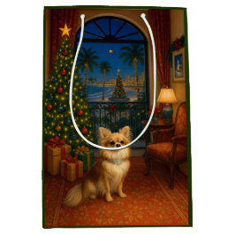 Bolsa De Regalo Mediana Long-haired Chihuahua Holiday 