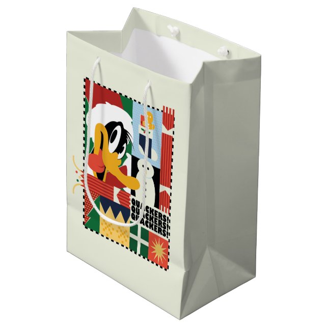 Bolsa De Regalo Mediana LOONEY TUNES™ DAFFY DUCK™ Holiday Quackers (Angulo Anverso)