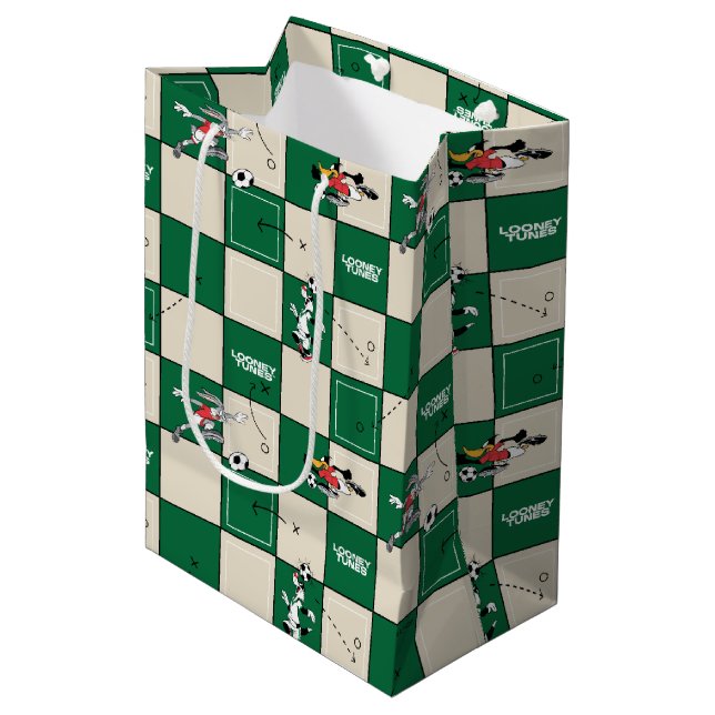 Bolsa De Regalo Mediana LOONEY TUNES™ Soccer Grid Pattern (Angulo Anverso)