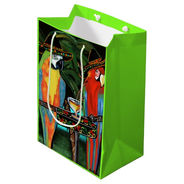 BOLSA DE REGALO MEDIANA LOROS DEL CINCO DE MAYO   (Angulo Anverso)