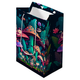 Bolsa De Regalo Mediana Los amorosos elfos adorables juegan bajo hongos