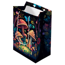 Bolsa De Regalo Mediana Los amorosos elfos adorables juegan bajo hongos