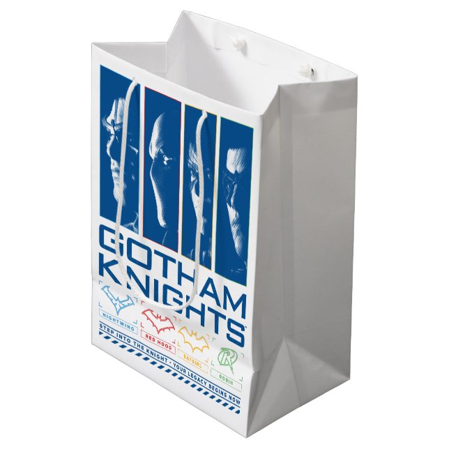 Bolsa De Regalo Mediana Los Caballeros Gotham Enfrentan Paneles (Angulo Anverso)