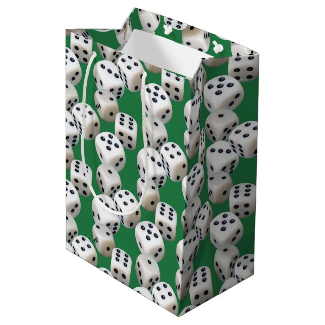 Bolsa De Regalo Mediana Los dados blancos en verde (Angulo reverso)