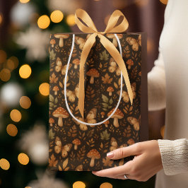 Bolsa De Regalo Mediana Los hongos del bosque Boho Woodland Forest | Color