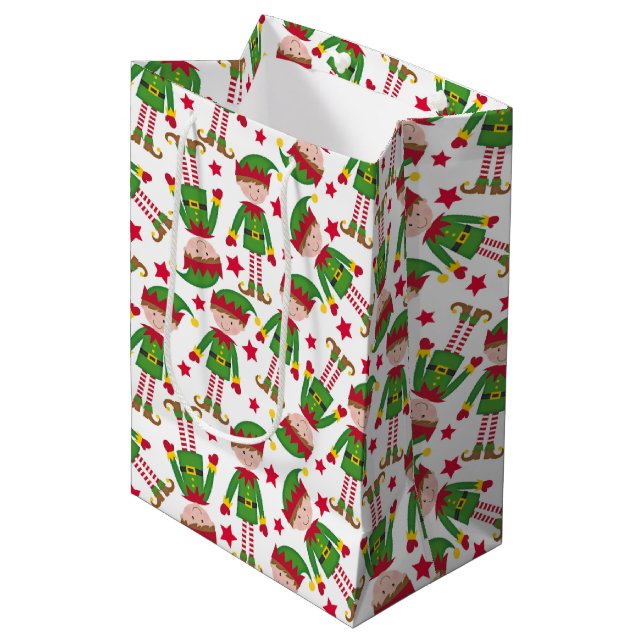 Bolsa De Regalo Mediana Los Navidades Cuidados Elf Red Green (Angulo Anverso)