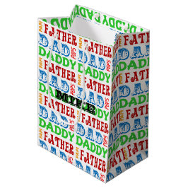 Bolsa De Regalo Mediana Los nombres del papá personalizaron el bolso del