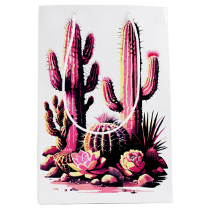 Bolsa De Regalo Mediana Lote Cacti Rosa