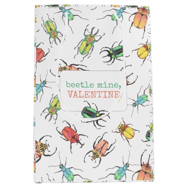 Bolsa De Regalo Mediana Love Bug Beetle Mine El día de San Valentín (Anverso)