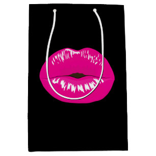 Bolsa De Regalo Mediana Luces brillantes rosadas calientes en negro