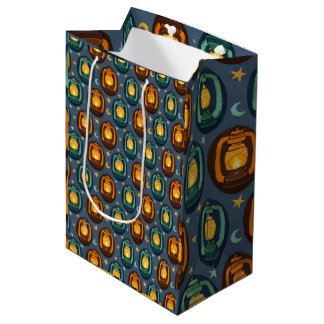 Bolsa De Regalo Mediana Luces de Eid y Ramadan Patrón continuo con Luna