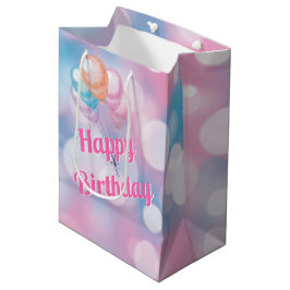 Bolsa De Regalo Mediana Luces de fiesta con efecto bokeh de cumpleaños