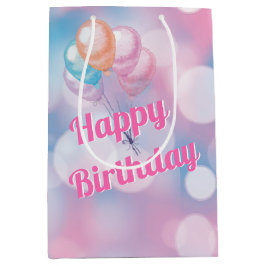 Bolsa De Regalo Mediana Luces de fiesta con efecto bokeh de cumpleaños