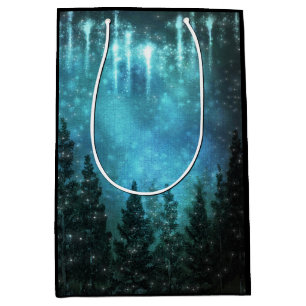 Bolsa De Regalo Mediana Luces Estrelladas Árboles de Pino Rústicos Boda de