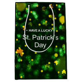 Bolsa De Regalo Mediana Lucky Green Irish Shamrock Purpurina Pattern