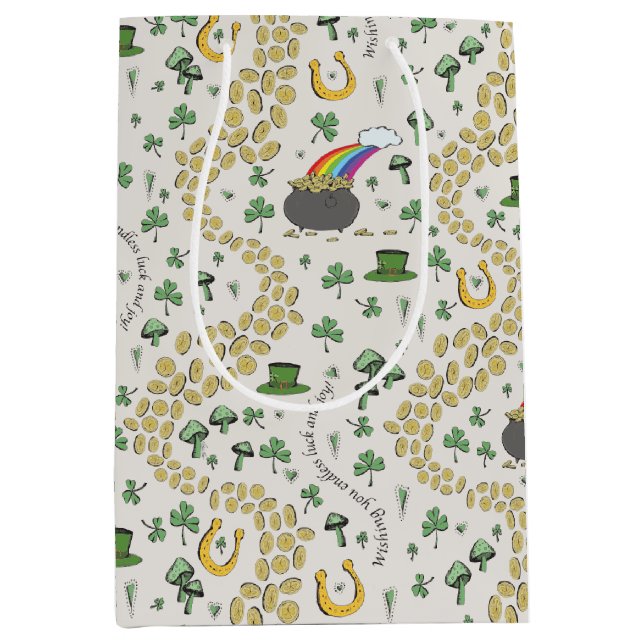 Bolsa De Regalo Mediana Lucky St Patricks Day Luck & Joy (Anverso)