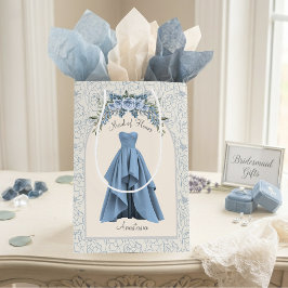 Bolsa De Regalo Mediana Lujo Azul Polvoriento Dama de Honor Personalizado