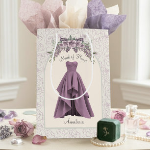 Bolsa De Regalo Mediana Lujo Dusty Mauve Dama de Honor Personalizado